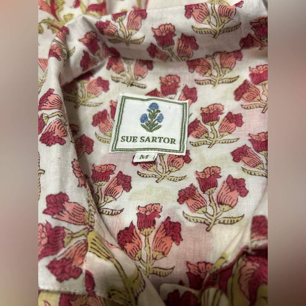 Anthropologie Sue Sartor Vintage Poppy Floral Bohemian Dress with Pink Accents - Picture 9 of 9